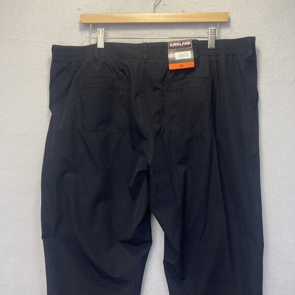 NWT Women's Nylon Travel Pants 16P Black Stretch Zip Pocket Elastic Performance - Picture 16 of 16